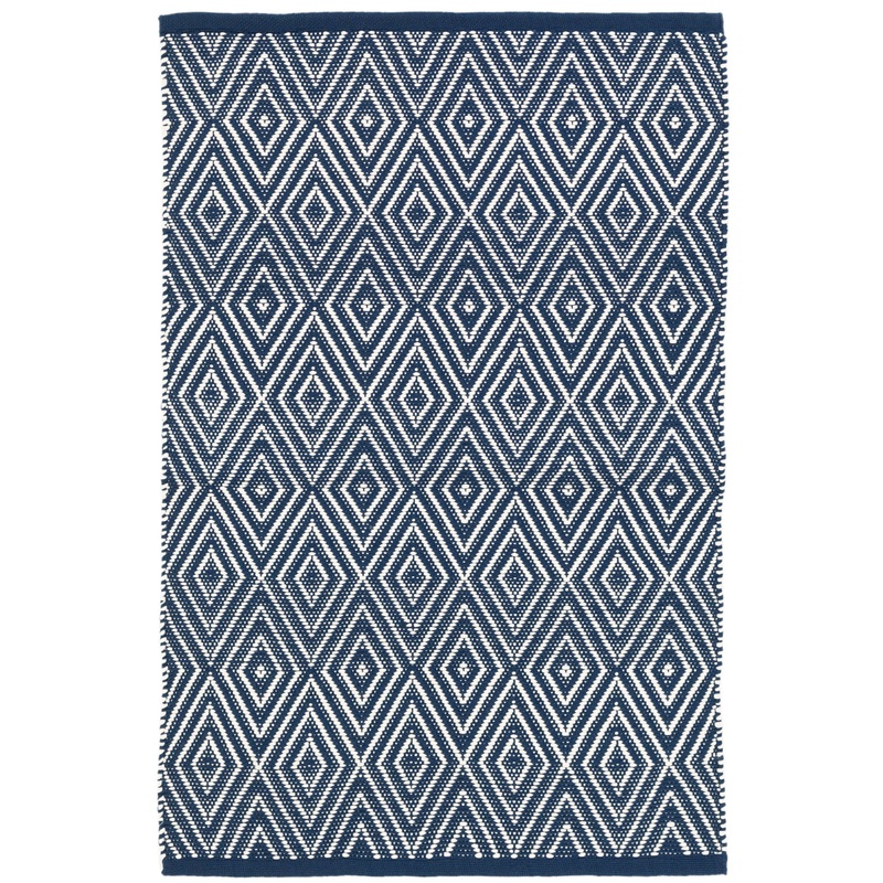 Diamond Handwoven Indoor/Outdoor Rug | Navy/Ivory