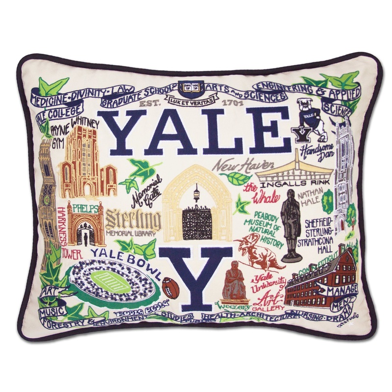 Yale University Collegiate Embroidered Pillow