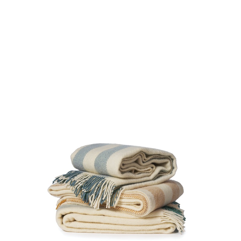 Brushed Gotland Wool Throw, Vertical Stripe – Three Color Variants