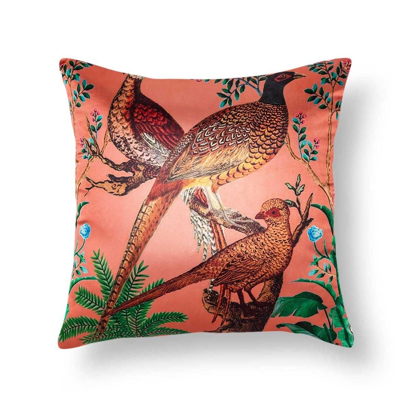 Florin 18 x 18 Inch Coral Cushion Cover