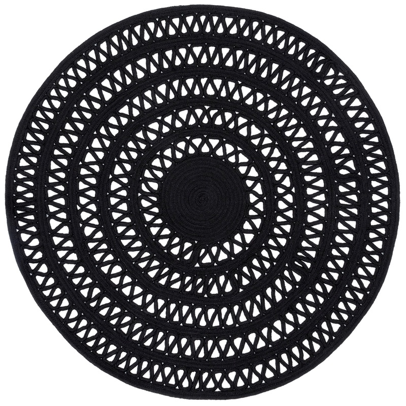 Bowline Handwoven Indoor/Outdoor Round Rug | Black