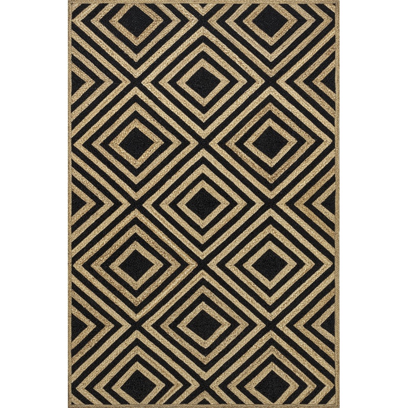 Dogwood Tiled Jute Rug | Black