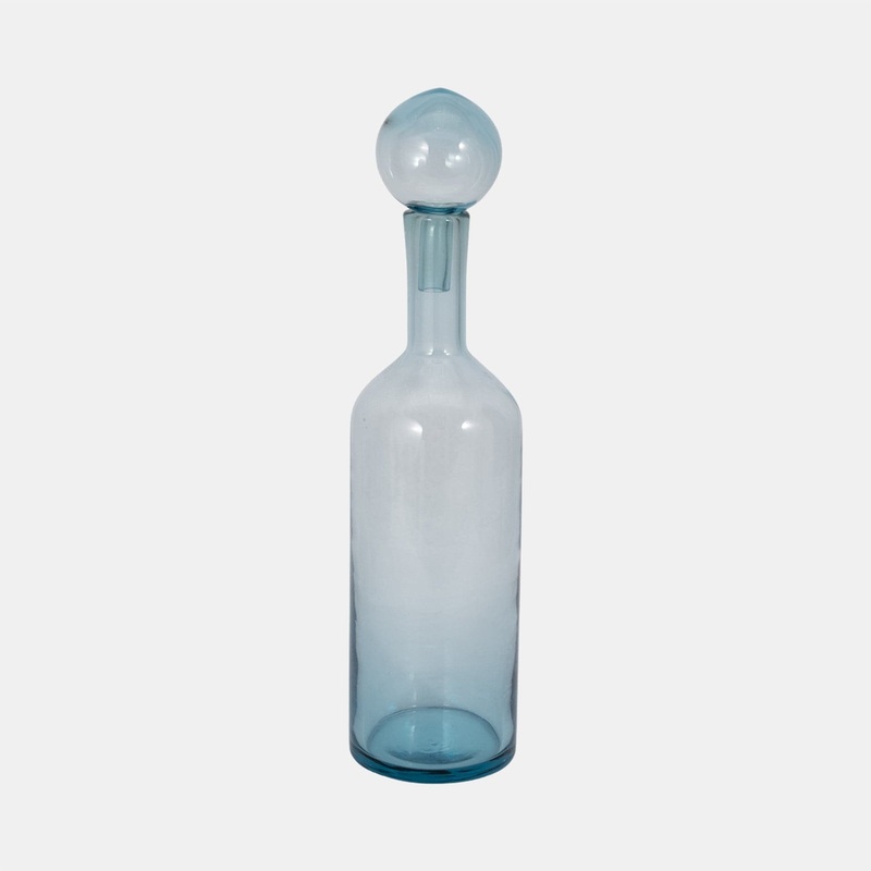 Glass Bottle with Stopper-Light Blue
