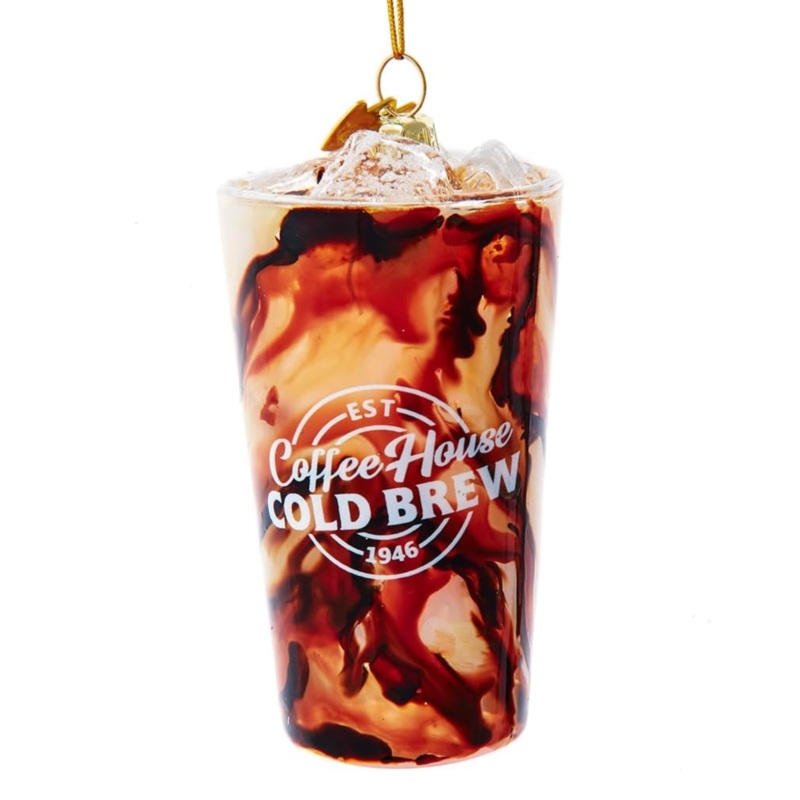 Kurt Adler Noble Gems Glass Christmas Ornament, Cold Brew Iced Coffee