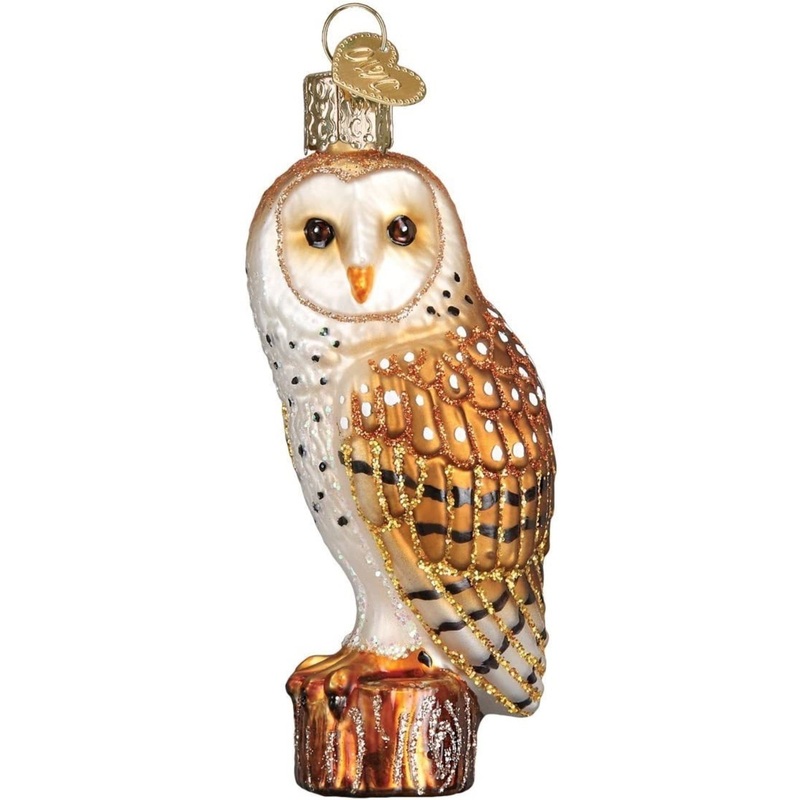Old World Christmas Glass Blown Barn Owl Hanging Ornament