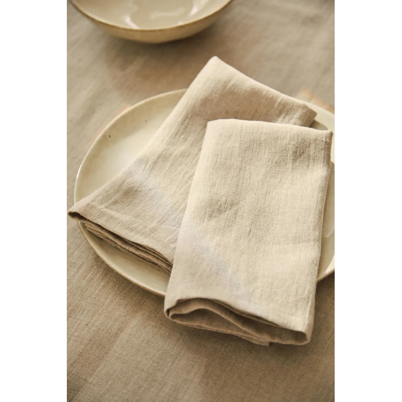 Set de 2 servilletas de puro lino beige Lino