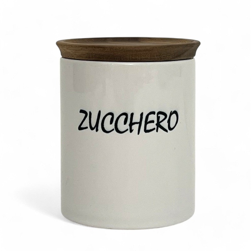 SUBLIMART: Porcelain storage jar with sealing bamboo lid ‘ZUCCHERO’ (Sugar)