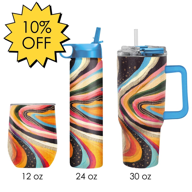 EttaVee “Abstract 1” Insulated Drinkware Set of 3, 1 per size