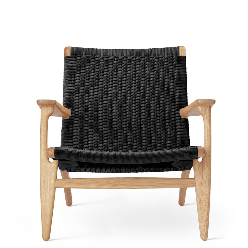 Hans Wegner CH25 Easy Chair, Oiled Oak, Black Paper Cord Seat & Back – SHOWROOM SAMPLE