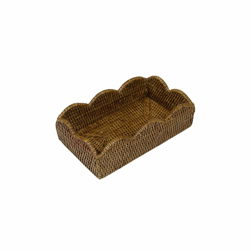 Rattan Scalloped Guest Towel Napkin Holders
