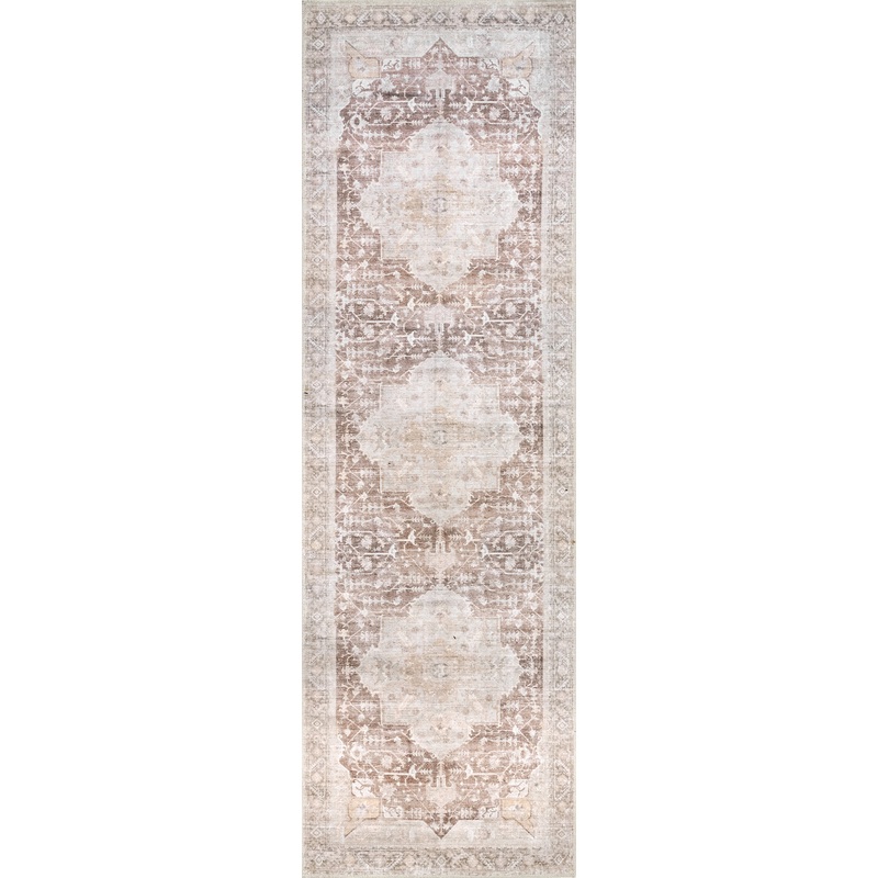 Ava Vintage Persian Washable Rug | Pale Pink