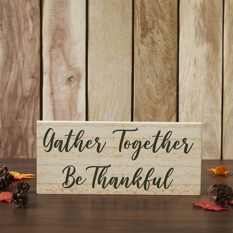 Gather Together Be Thankful Green on Cream Base MDF Sign 7×16