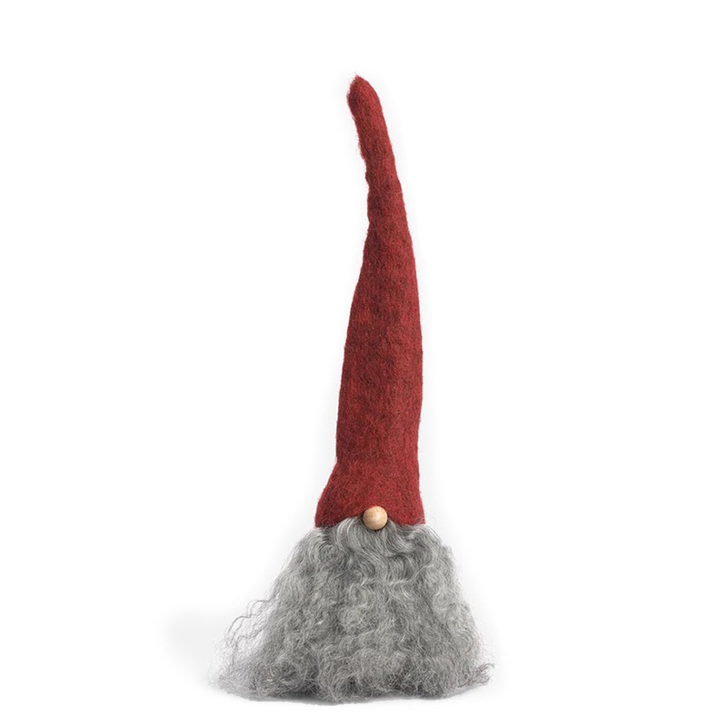 Swedish Little Bearded Santa with Tall Wool Cap & Gotland Beard – 2 Color Variants