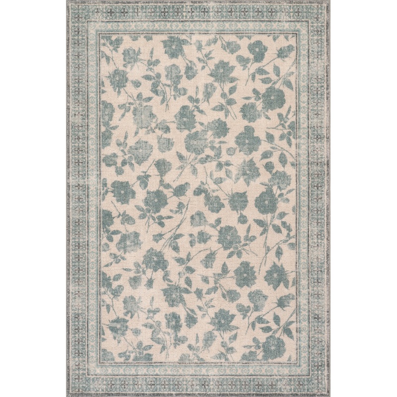 Botanica Hand-Tufted Botanical Wool-Blend Rug | Teal