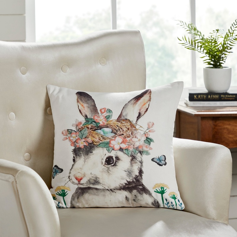 Garden Bunny Pillow 18×18