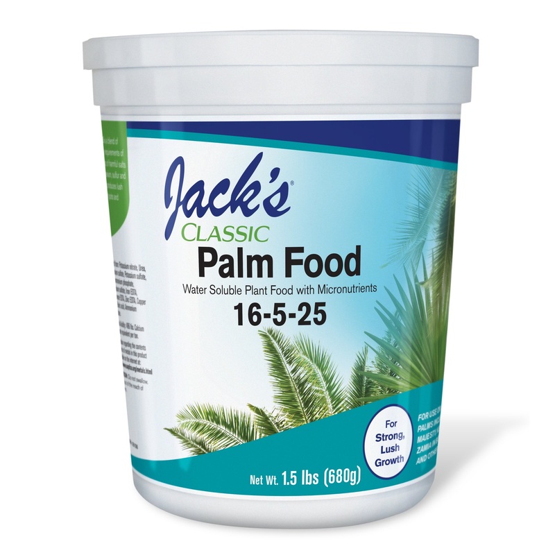 Jack’s Classic 16-5-25 Palm Food Water-Soluble Fertilizer with Micronutrients for Strong Lush Growth, 1.5lbs