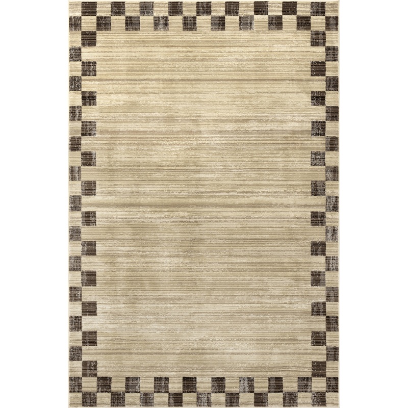 Pompeii Checked Border Rug | Brown