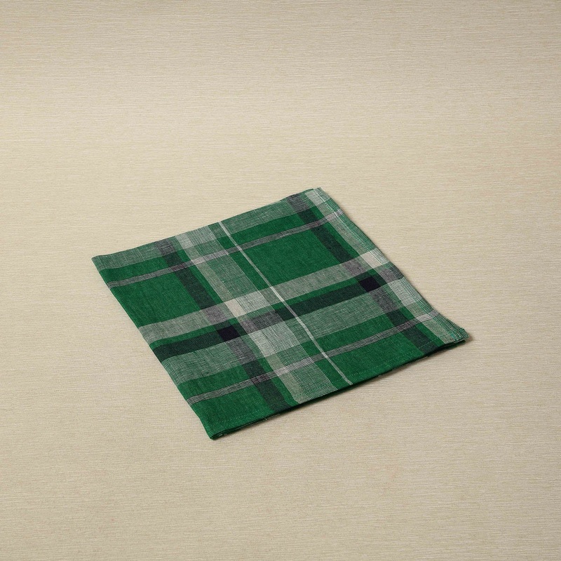 Green plaid linen napkin