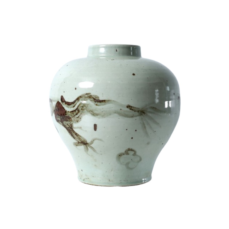HIGH GRAY AND WHITE VASE
