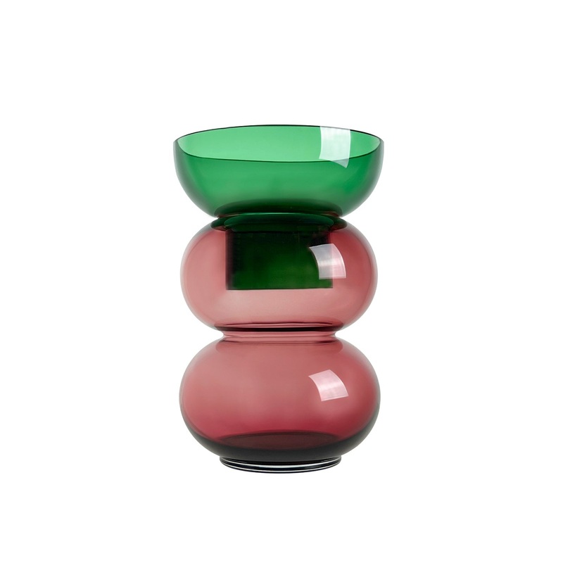 Bubble Vase – Medium – Green and Pink  – 10 x 6 x 6 in – Flip Vase – Reversible