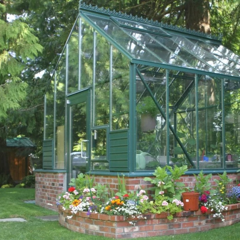 Cottage Glass Greenhouse Kit with 3mm Tempered Glass Panels and Aluminum Frame