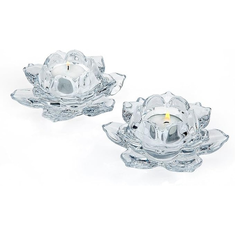 Godinger Lotus Crystal Votive Pair