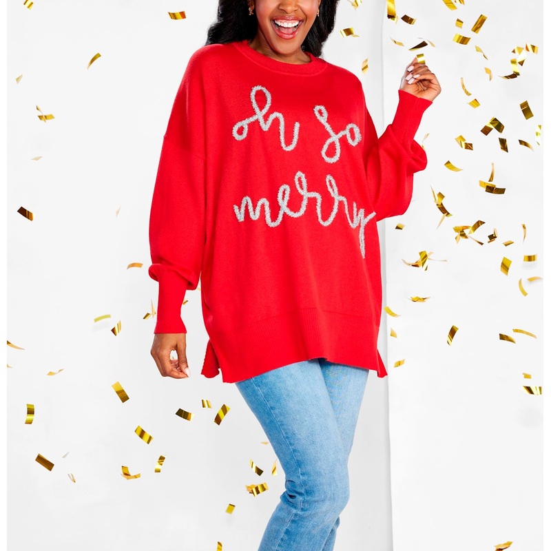 Red Sparkle Sweater – One Size