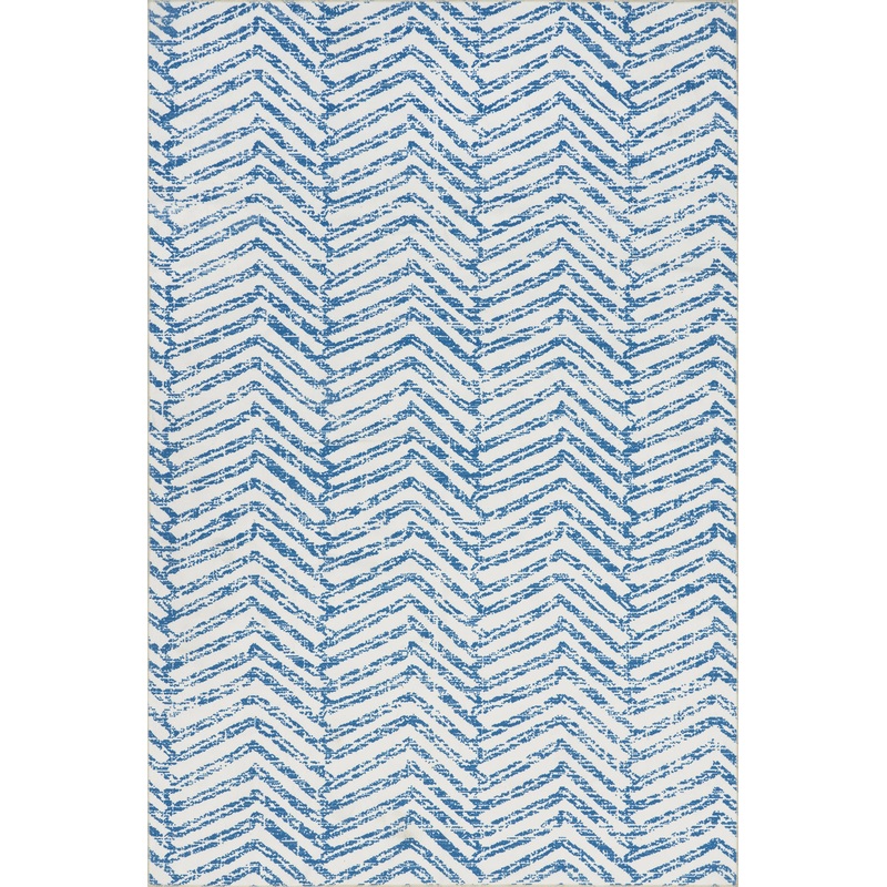 Reverse Herringbone Washable Rug | Blue