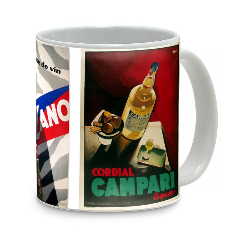 SUBLIMART: Bella Italia – Mug featuring Italian vintage posters (Aperol, Cinzano, Campari)