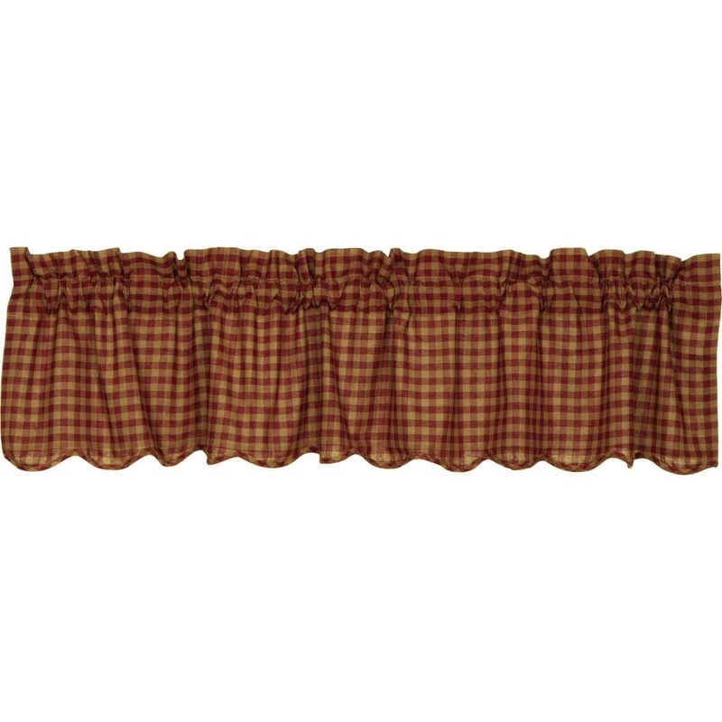 Burgundy Check Scalloped Valance 16×72