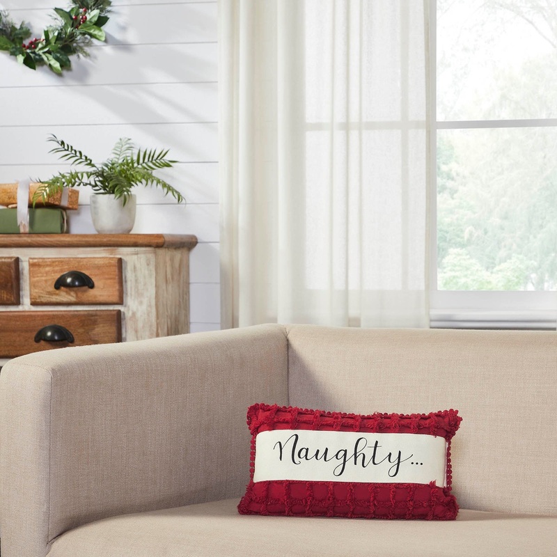 Kringle Chenille Naughty and Nice Pillow 7×13