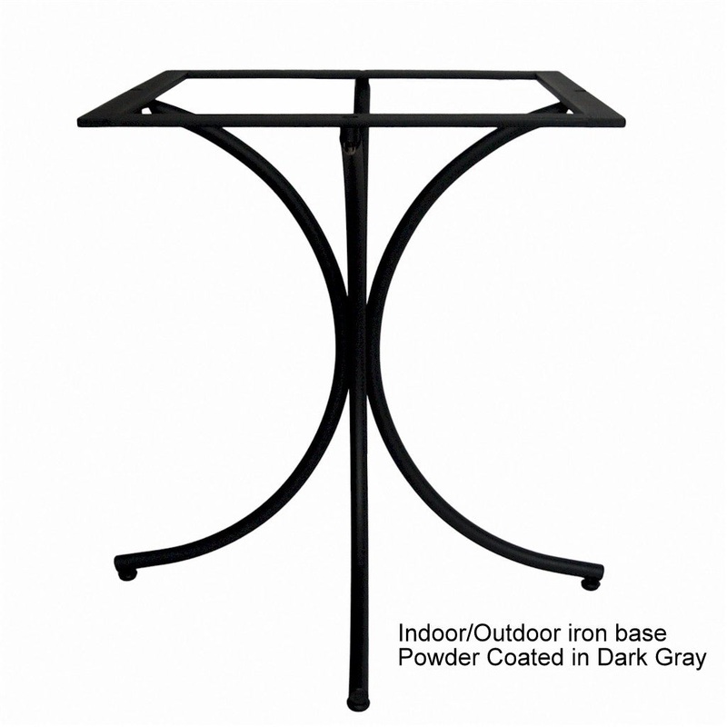 CAFE-BISTRO SQUARE TABLE: Ceramic-Stone top on iron base (28″x28″ x 30″ High.)