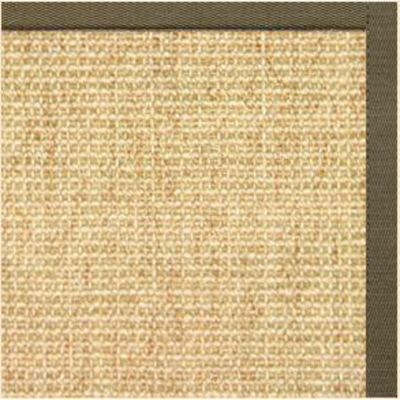Sand Sisal Rug with Khaki Green Cotton Border