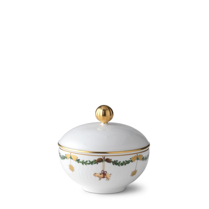 Star Fluted Christmas Sugar Bowl with Lid