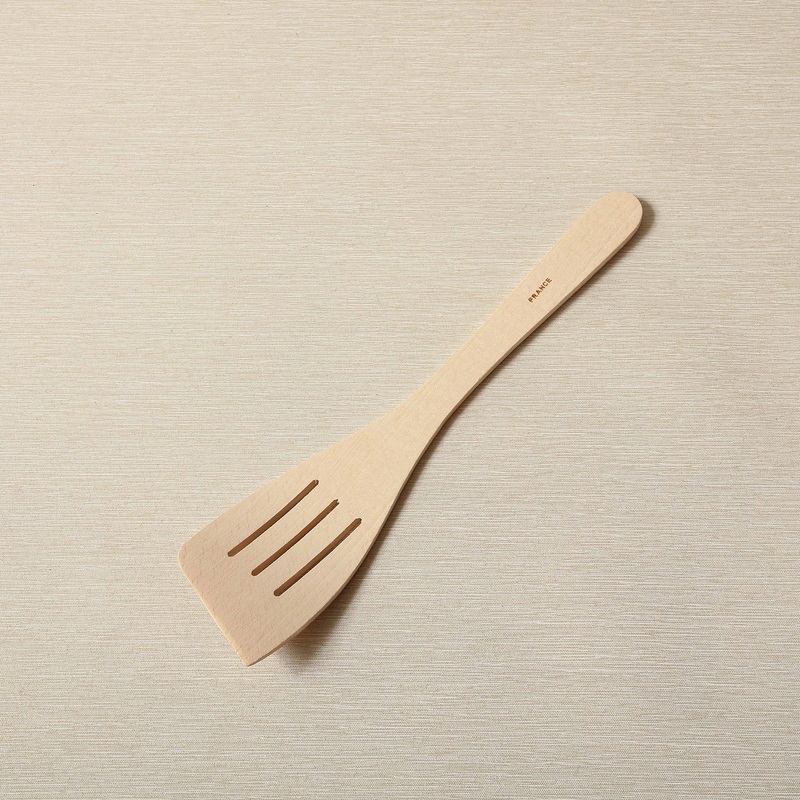 Beechwood 12″ Extra Curved Slotted Spatula left handed