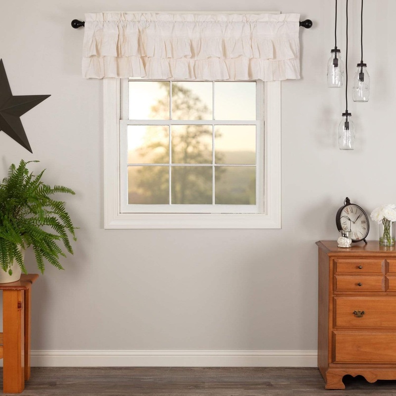 Simple Life Flax Antique White Ruffled Valance 16×72