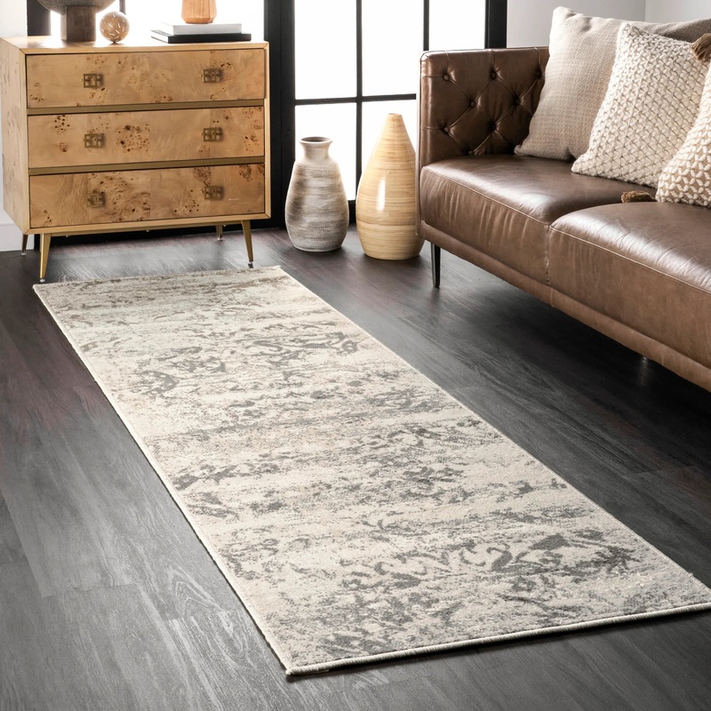Vintage Freja Runner Rug 26 x 8  – Gray