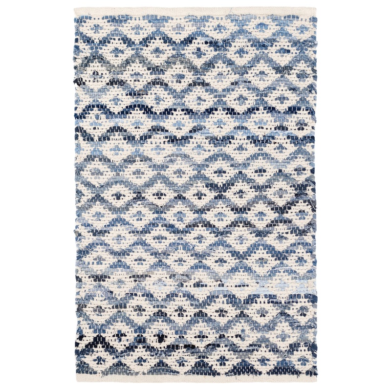 Denim Rag Diamond Handwoven Cotton Rug | Ivory