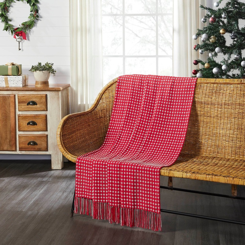 Gallen Red White Woven Throw 50×60