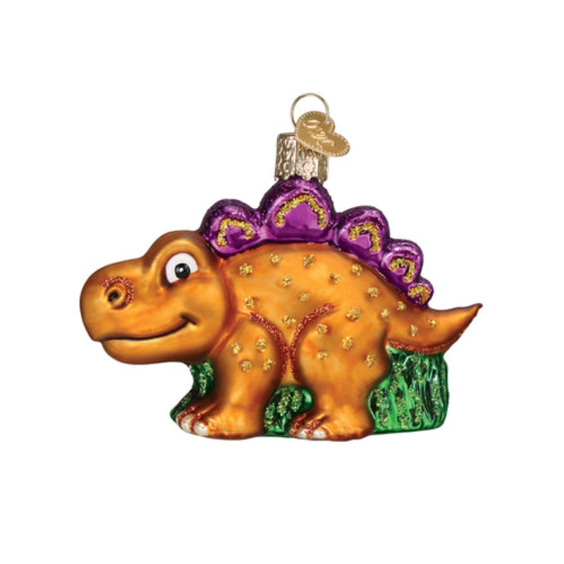 Old World Christmas Blown Glass Ornament for Christmas Tree, A-Roarable Stegosaurus
