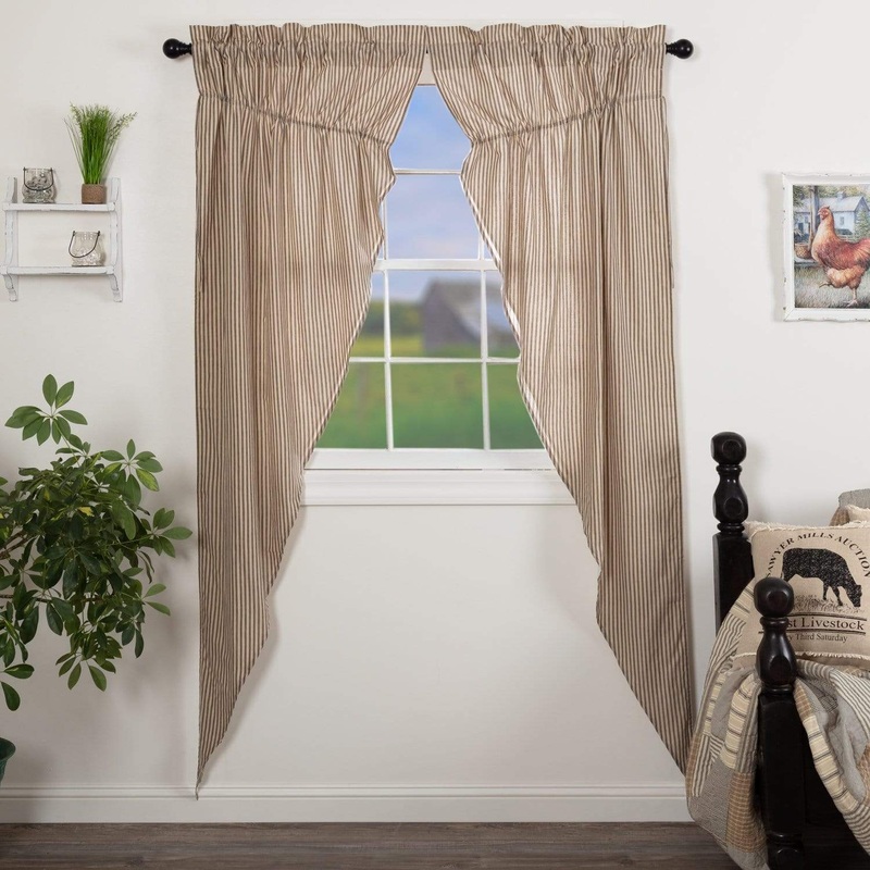 Sawyer Mill Charcoal Ticking Stripe Prairie Long Panel Set of 2 84x36x18