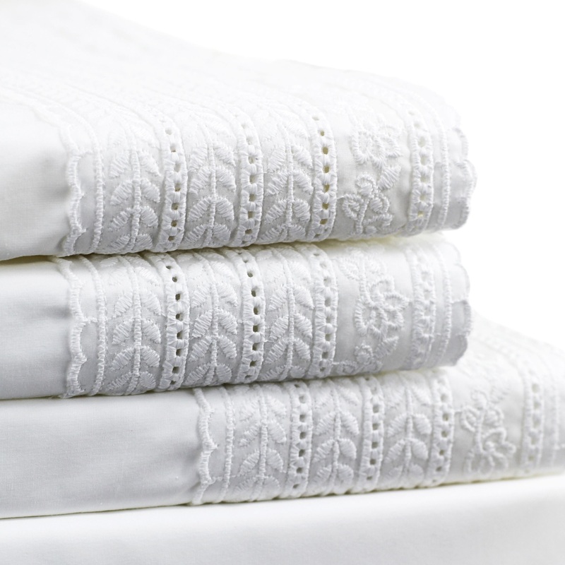 300TC Elizabeth Lace Cotton Percale Sheet Set
