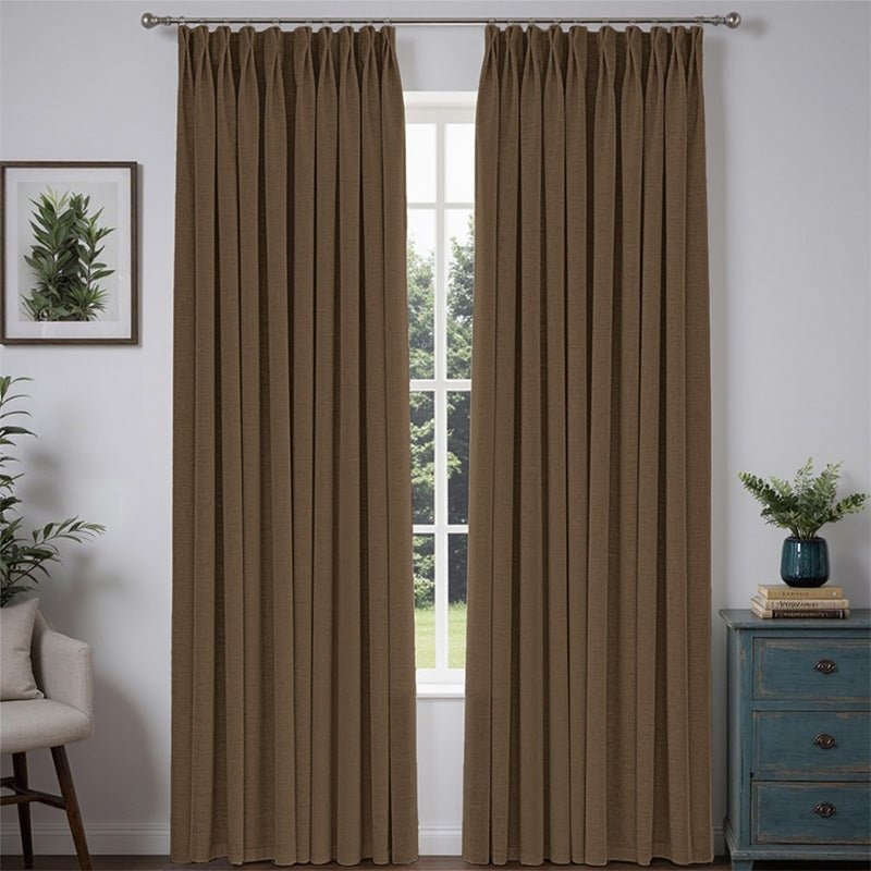 “Bold” Custom Heavyweight Linen Drape Pleated – Brown