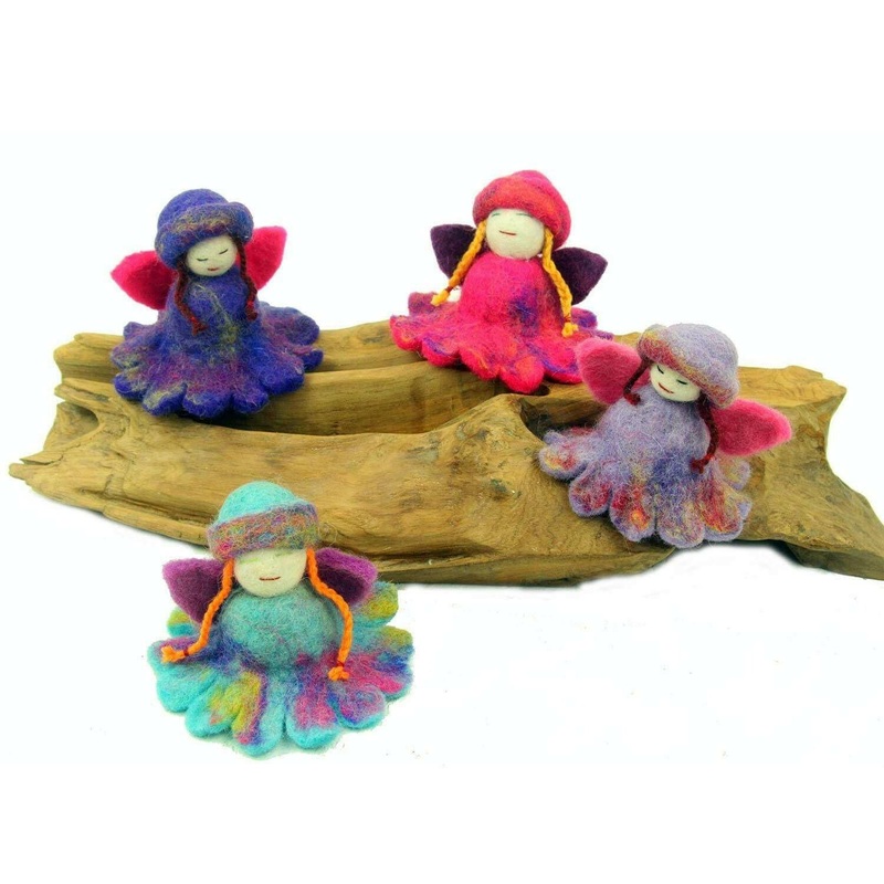 Hand Felted Colorful Flower Fairies – Set of 4 – Global Groove