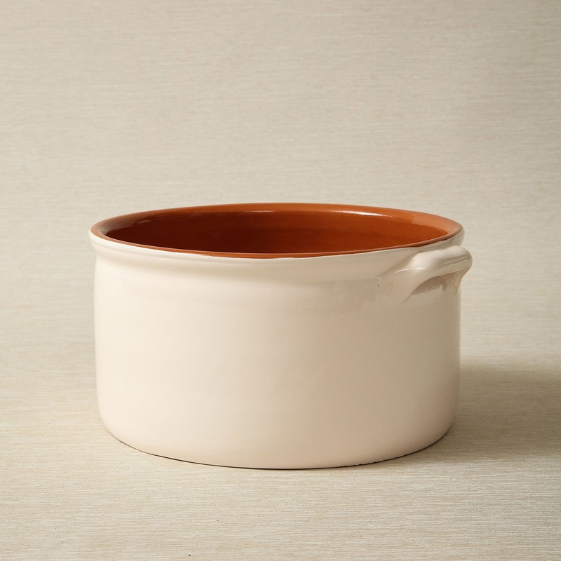 White glazed baking dish
