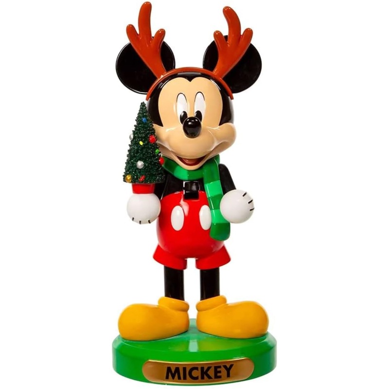 Kurt Adler Disney Mickey Mouse with Antlers and Tree Nutcracker, 6″