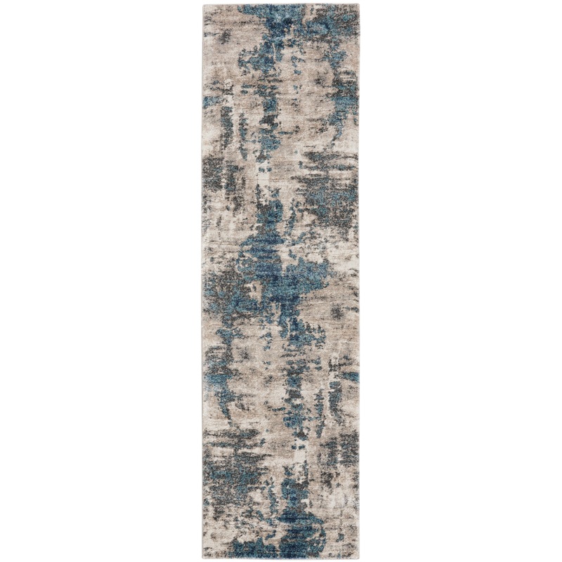 Nourison American Manor 2’2″ x 7’6″ Ivory Blue Modern Indoor Rug