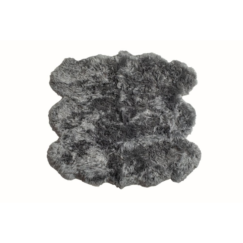 5′ X 6′ Grey Wool Sheepskin Handmade Area Rug
