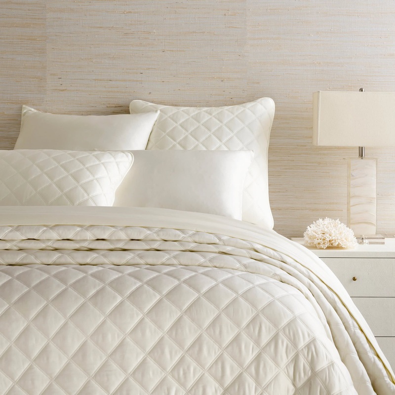 Quilted Silken Solid Coverlet | Ivory