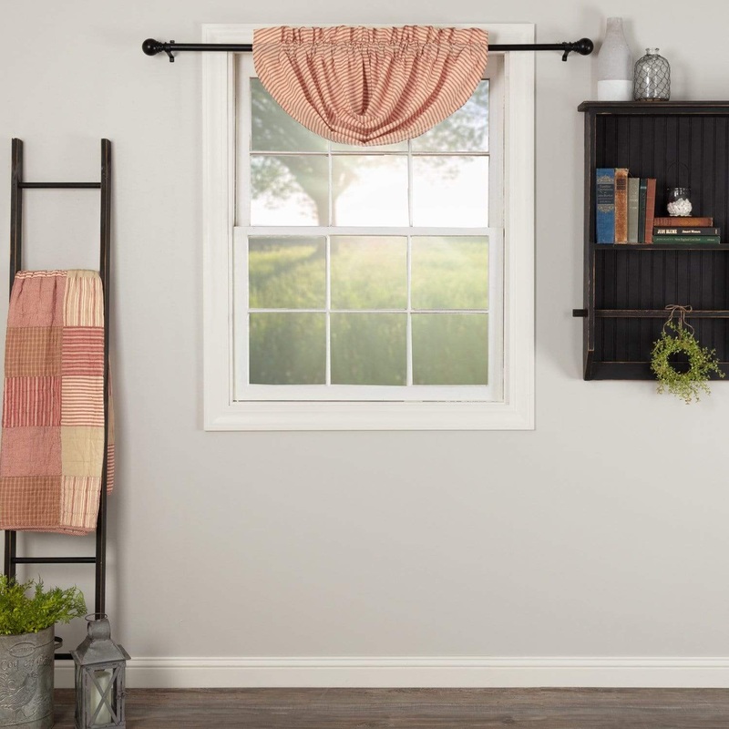 Sawyer Mill Red Ticking Stripe Balloon Valance 15×60